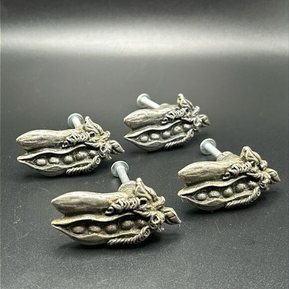 VTG Anna Pewter 1994 Pea Pod Drawer Cabinet Pulls, Set of Four 4 - Picture 1 of 5